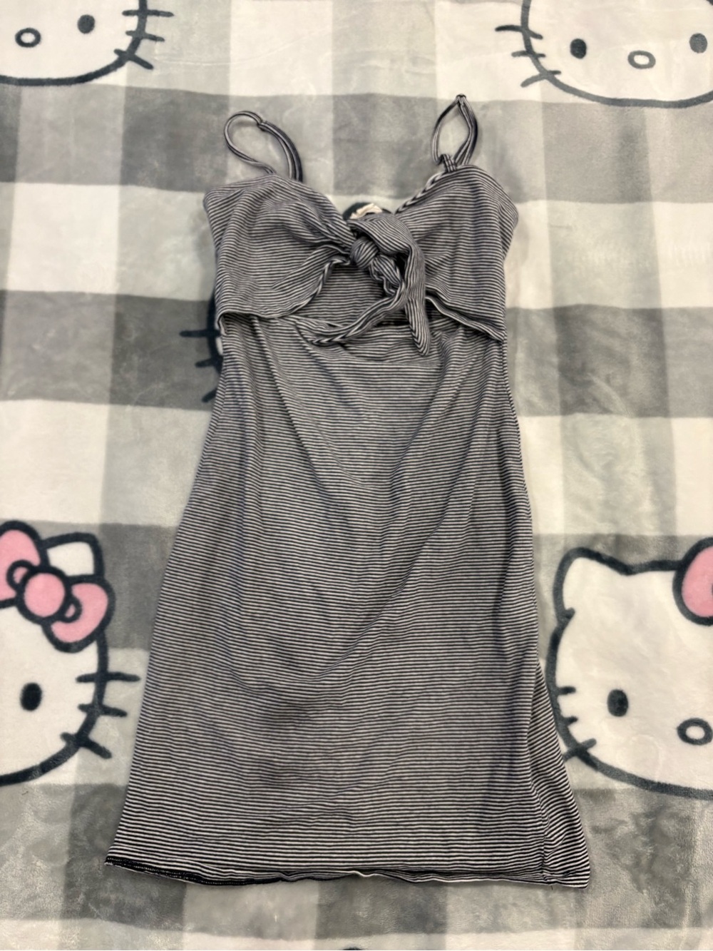 Garage Y2K Striped Tie Front Mini Dress